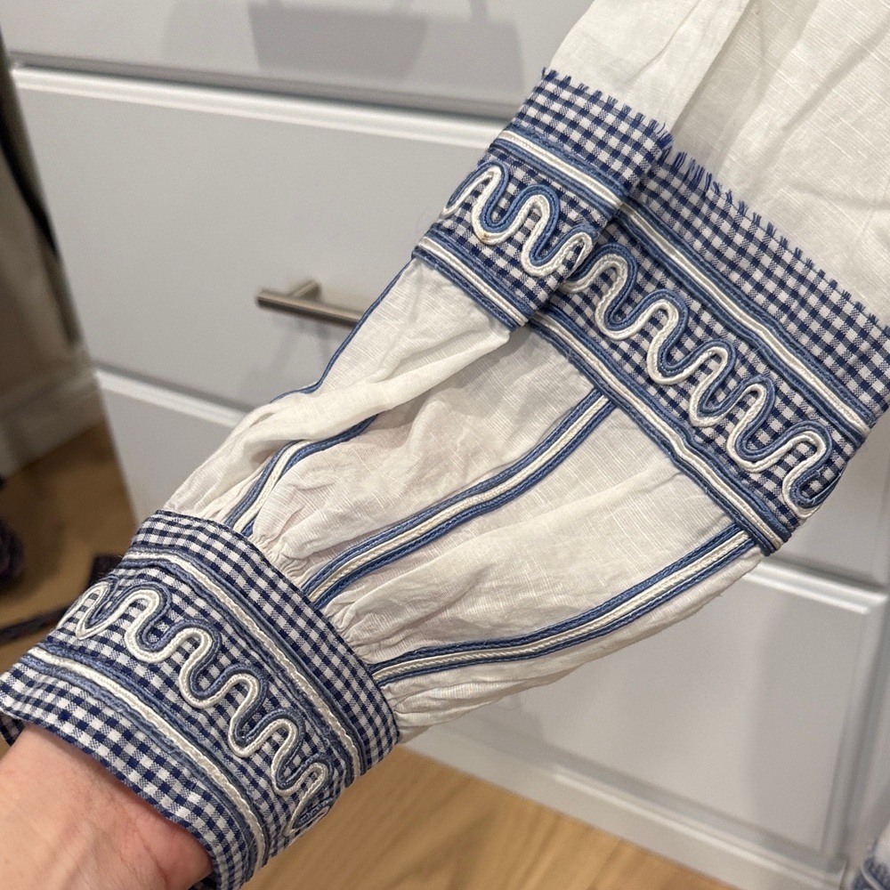 NWT Veronica Beard White and Blue Embroidered Tunic Dress - Picture 4 of 6